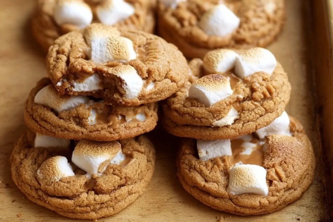 Delicious peanut butter marshmallow cookies arranged on a plate