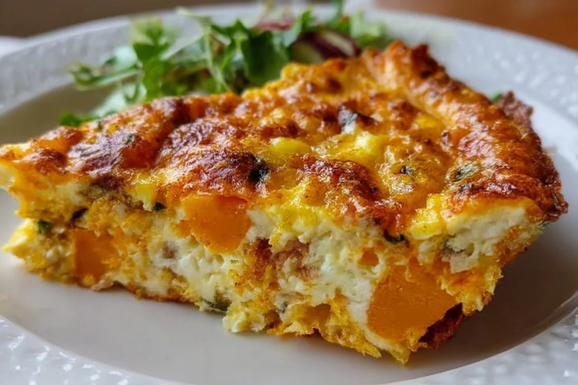 Protein-packed sweet potato egg casserole ready to be served