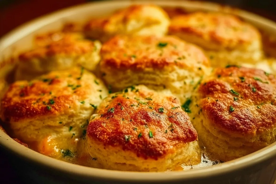 Red Lobster Biscuit Chicken Pot Pie with flaky biscuits and creamy chicken filling