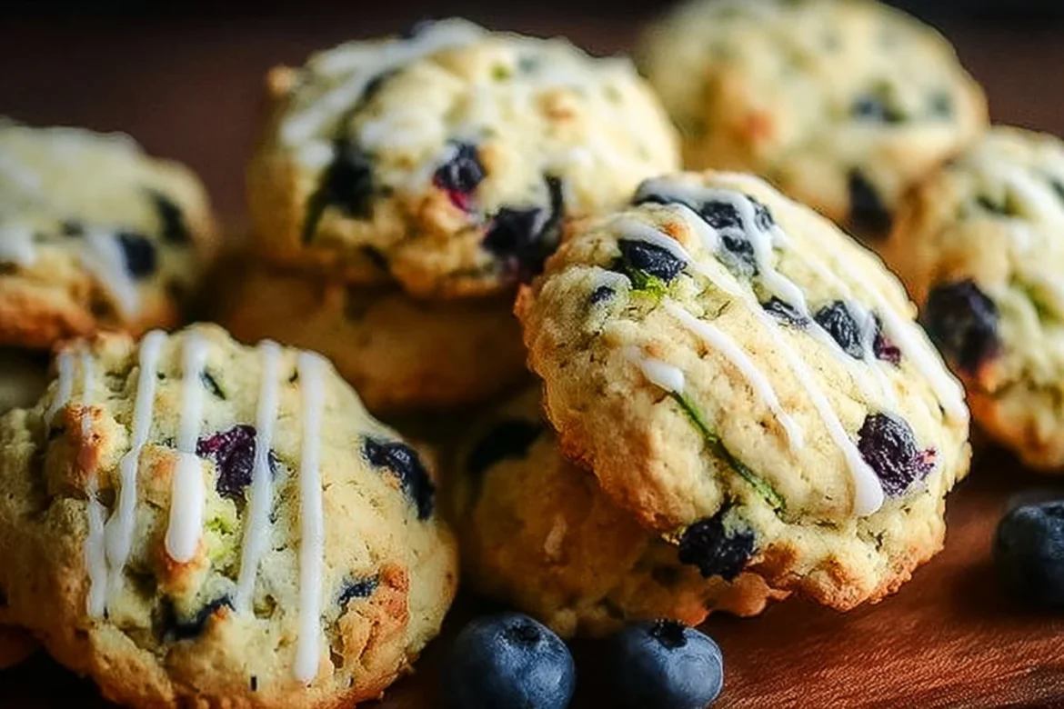 Delicious lemon blueberry zucchini cookies on a plate