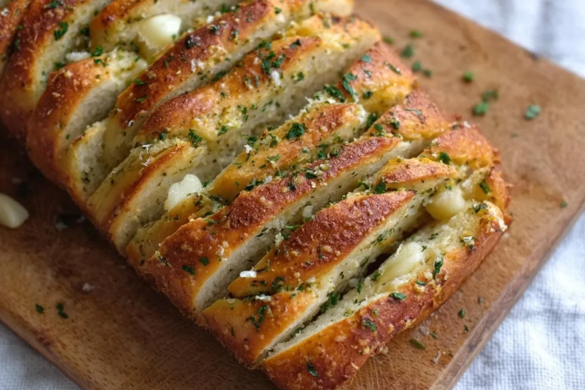 Sourdough discard garlic pull bread fresh out of the oven