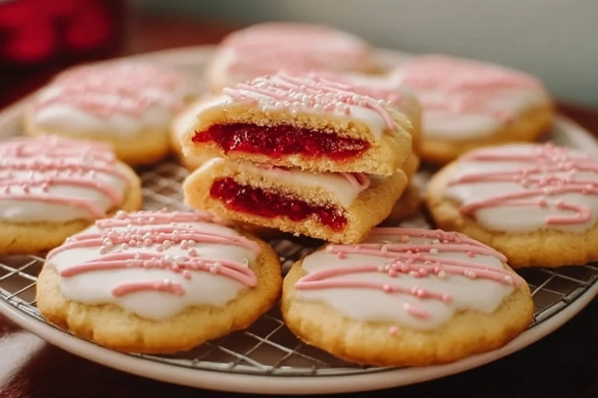 Delicious Strawberry Pop Tart sugar cookies with vibrant frosting