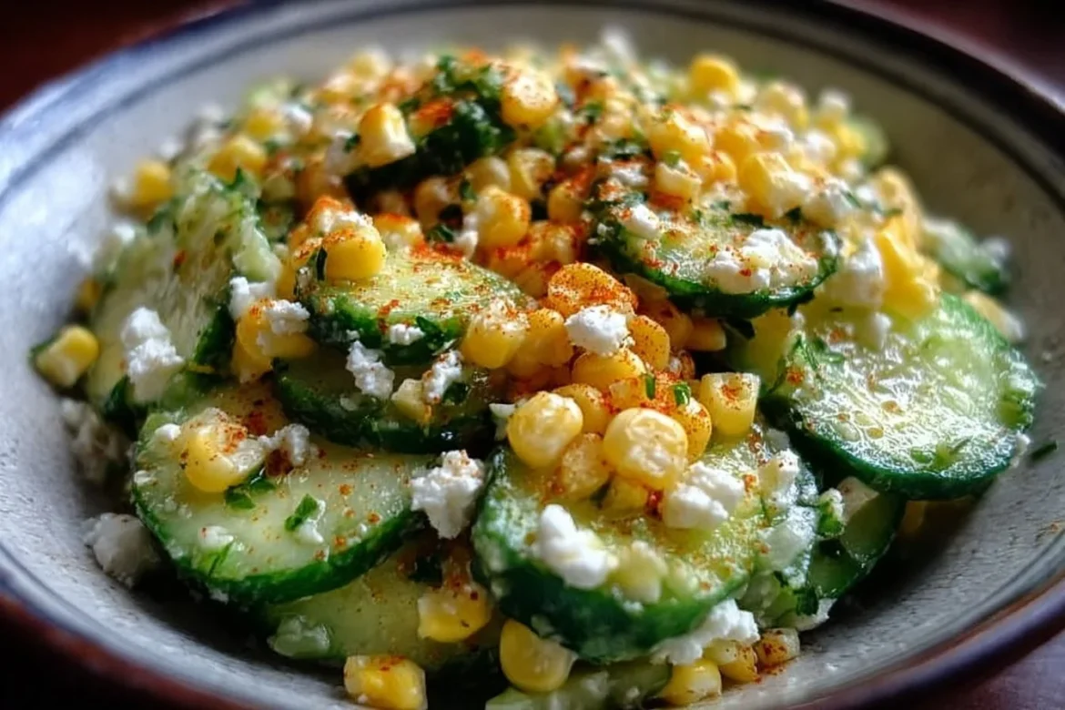 Fresh Street Corn Cucumber Salad with vibrant ingredients