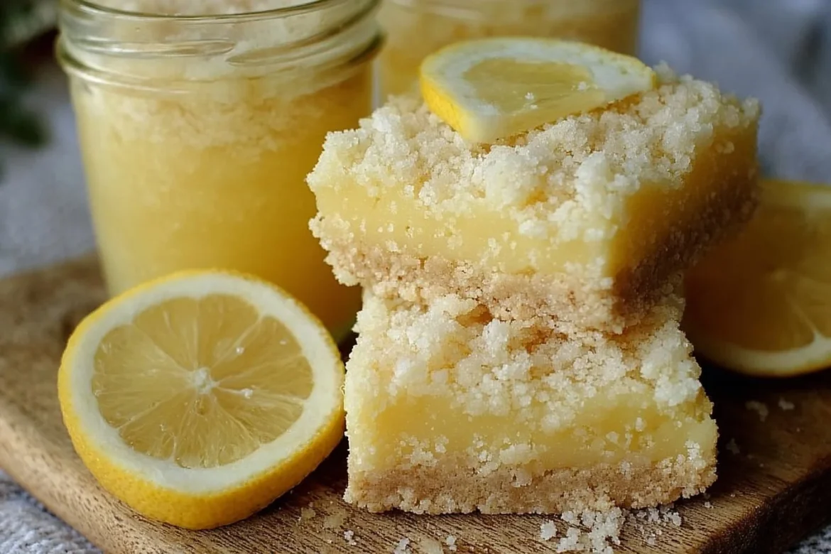 Delicious sugar cookie lemonade crumble dessert with lemon zest and crumbles.