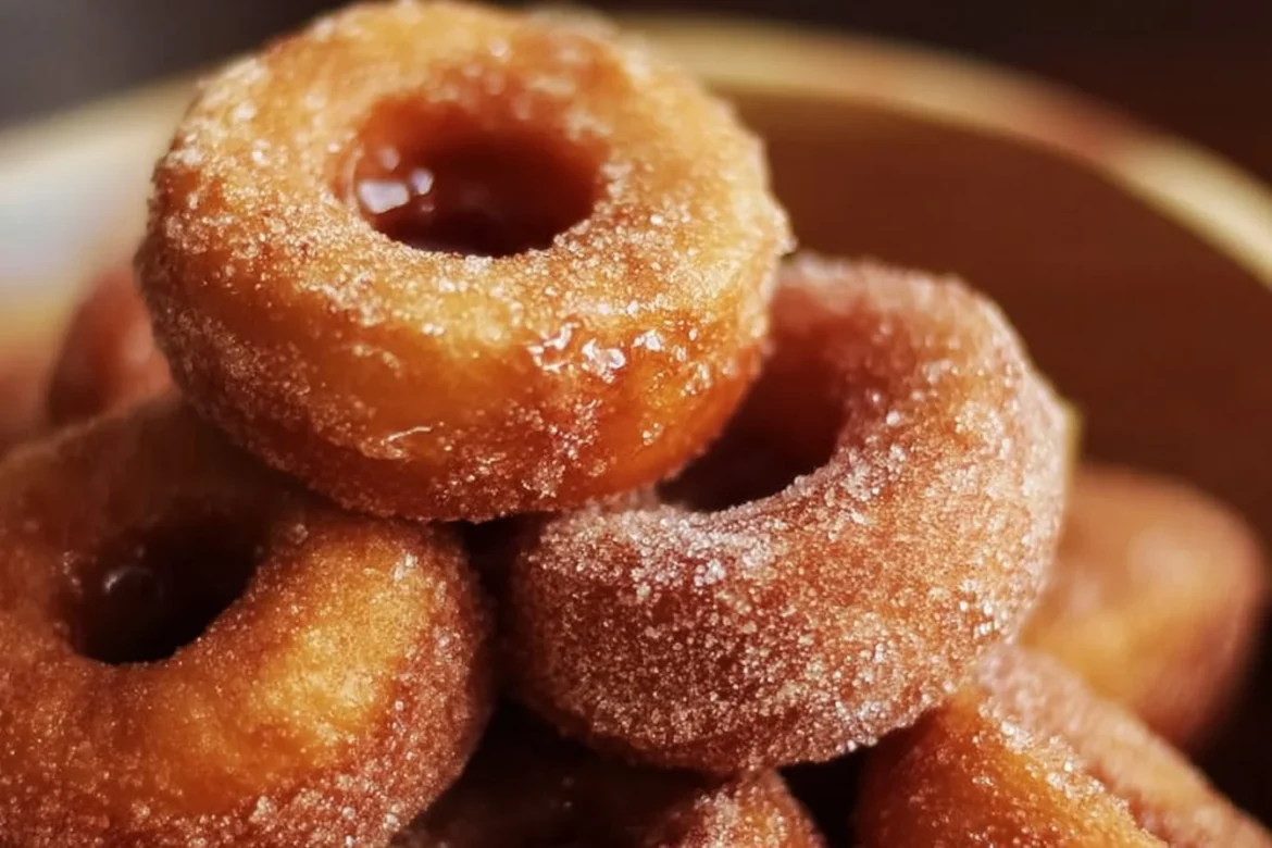 Delicious churro donut bites coated with cinnamon sugar