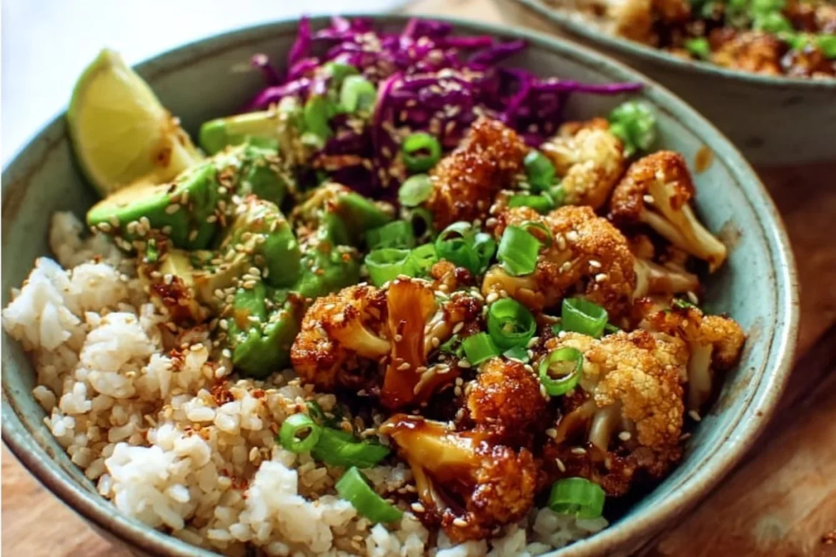 Delicious Teriyaki Cauliflower Power Bowl with vibrant veggies and sauce