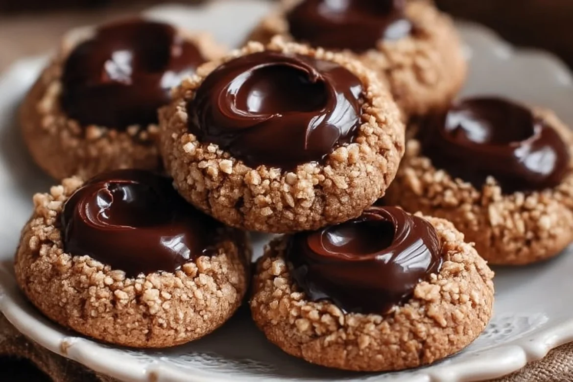 Delicious thumbprint cookies filled with creamy chocolate ganache