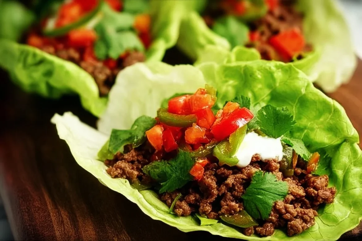 Delicious Beef Taco Lettuce Wraps served on a plate