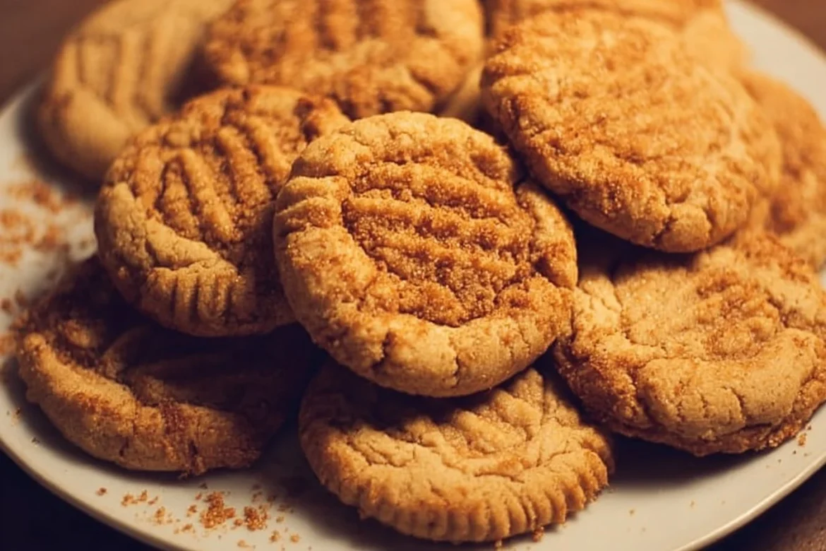 Homemade Biscoff Butter Cookies on a plate, perfect for coffee pairings.