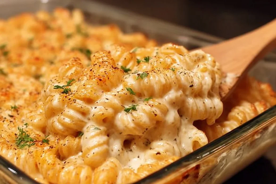 Creamy Boursin Mac and Cheese in a bowl, garnished with herbs
