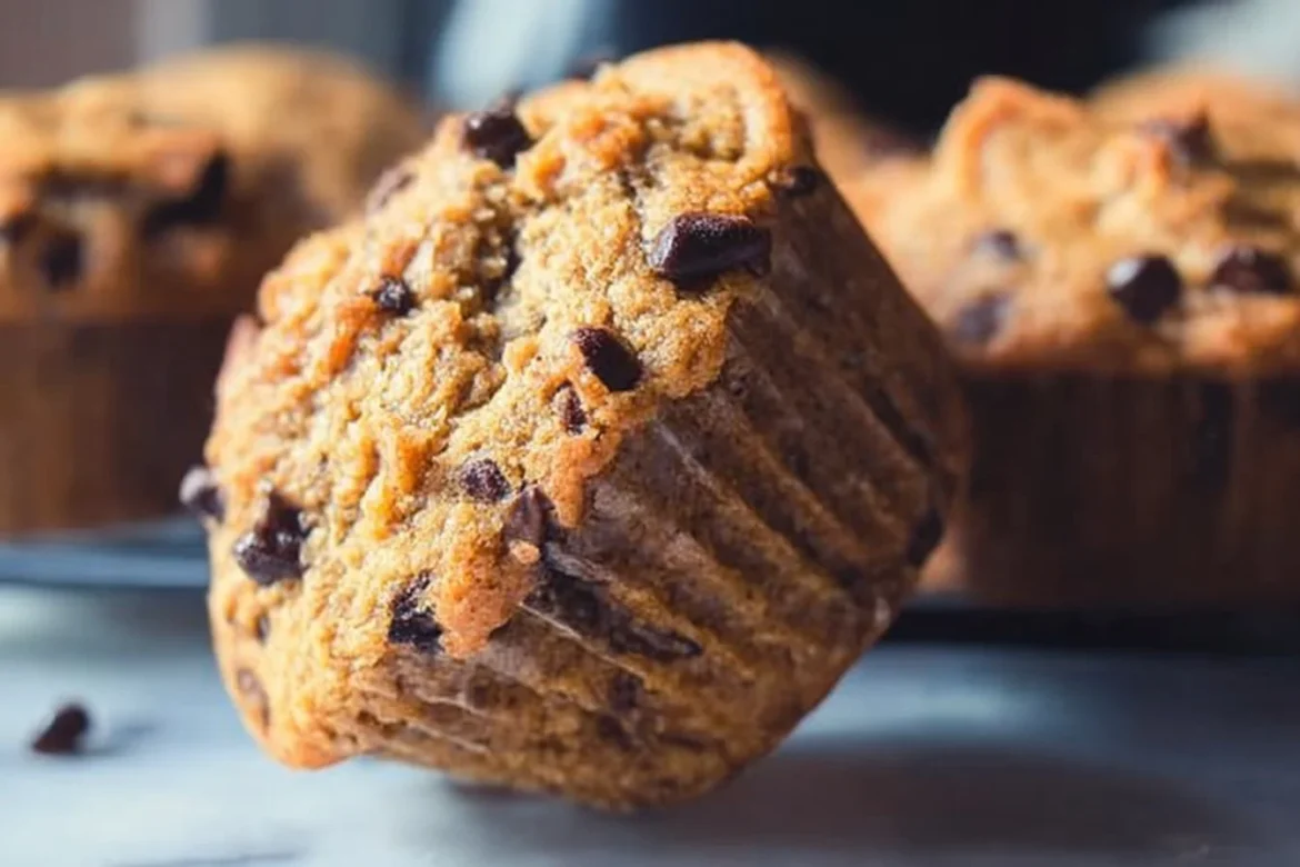 Delicious cappuccino chocolate chip muffins in a rustic setting