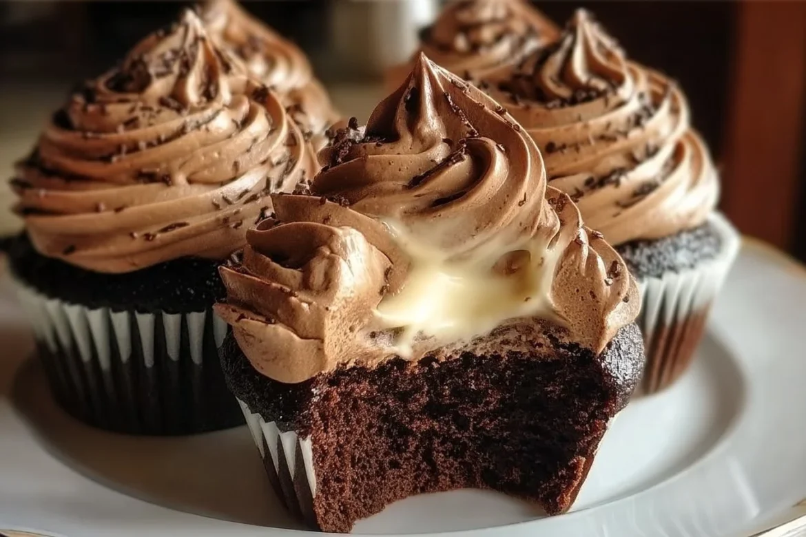 Delicious Chocolate Coffee Cream Cupcakes with rich frosting and coffee flavor.