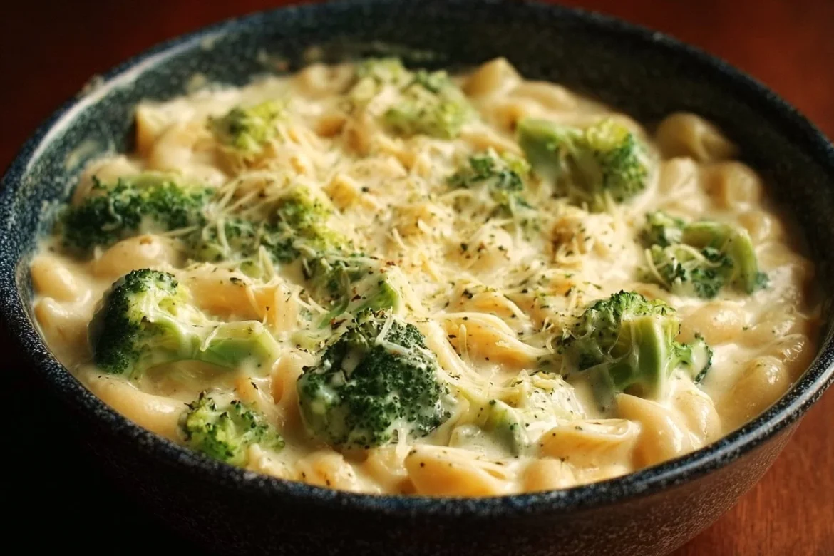 Creamy mac and cheese recipe with broccoli for a delicious, comforting meal
