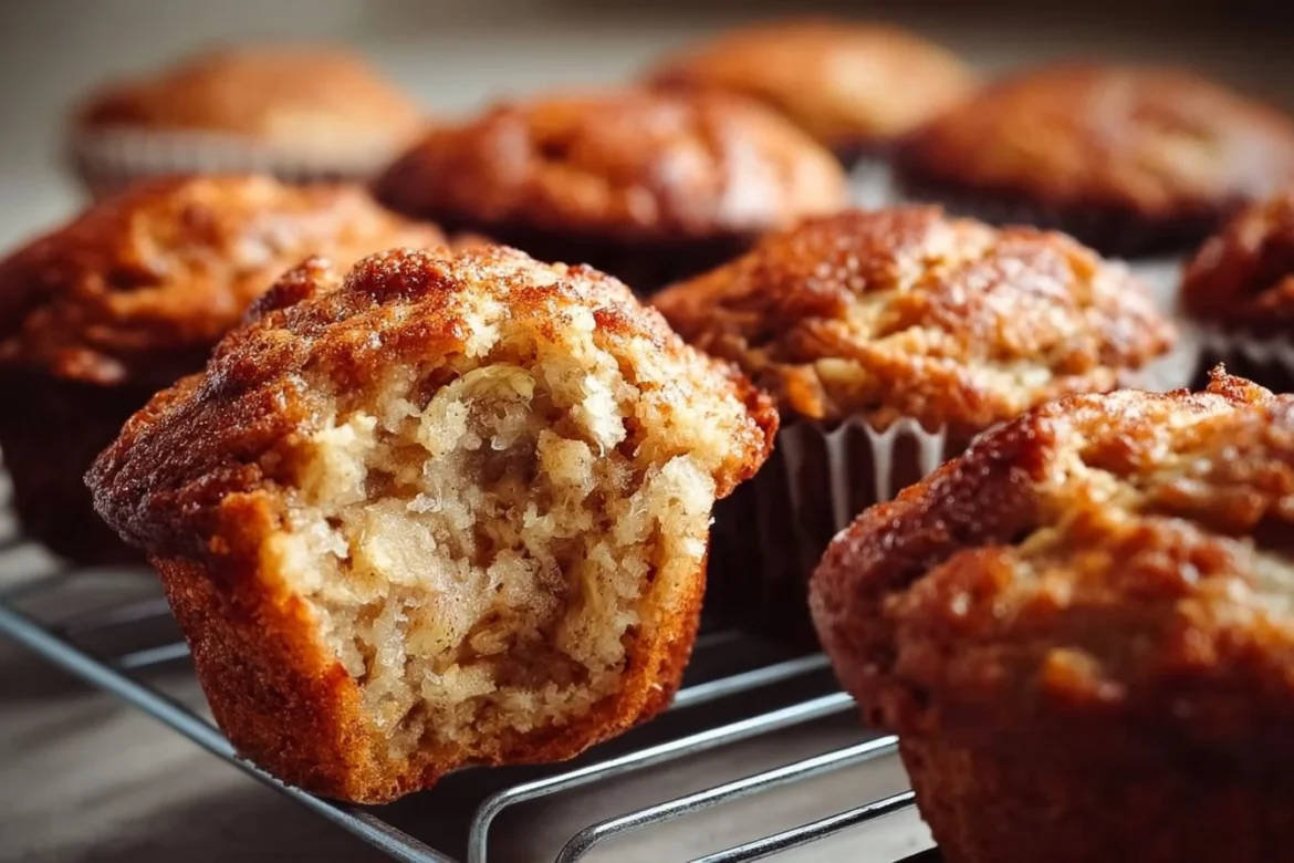 Fluffy banana cinnamon muffins made with Greek yogurt, perfect for breakfast.