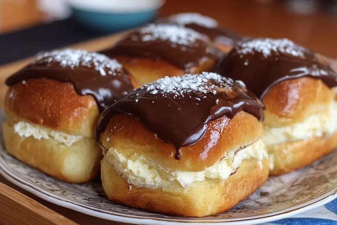 Hawaiian Rolls filled with creamy Boston Cream Pie filling