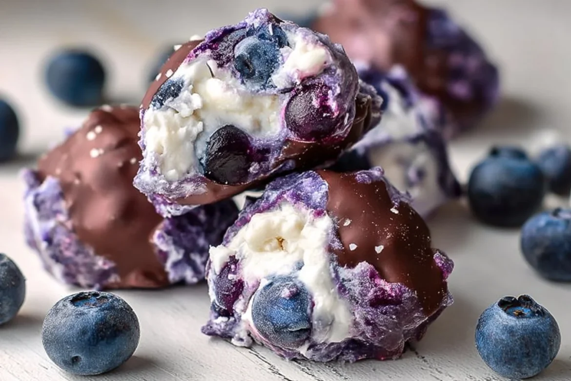 Healthy frozen blueberry yogurt clusters in a bowl, perfect for snacks.