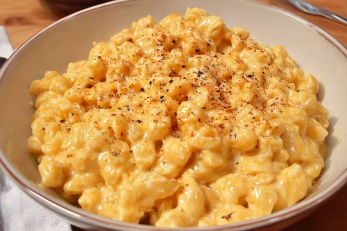 Creamy high-protein cottage cheese mac and cheese dish served in a bowl