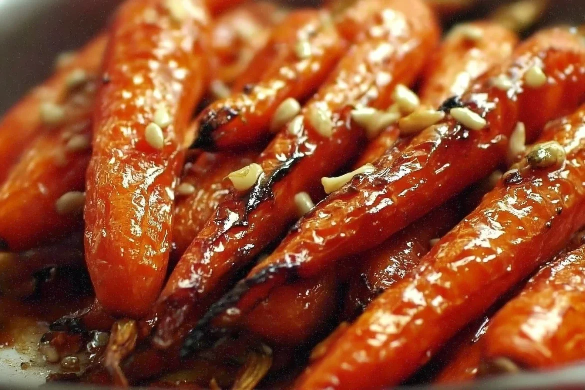 Delicious Honey Ginger Roasted Carrots served in a bowl