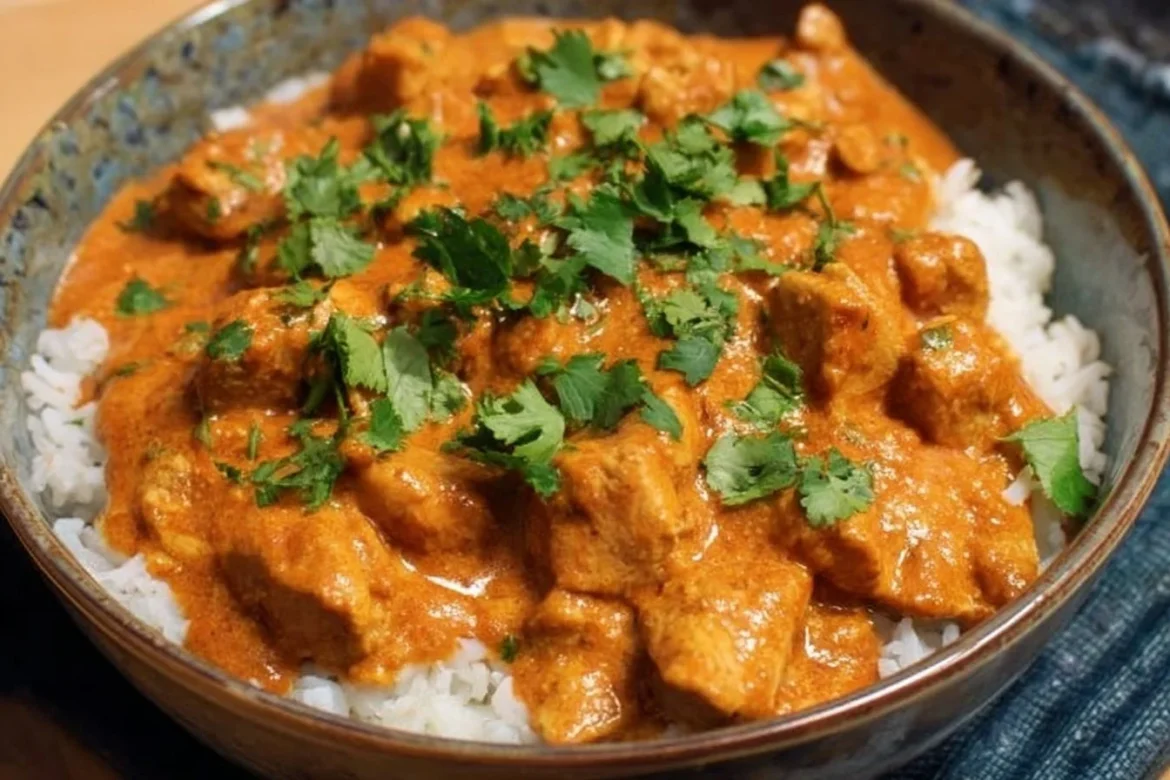 Delicious Instant Pot Chicken Tikka Masala garnished with fresh cilantro