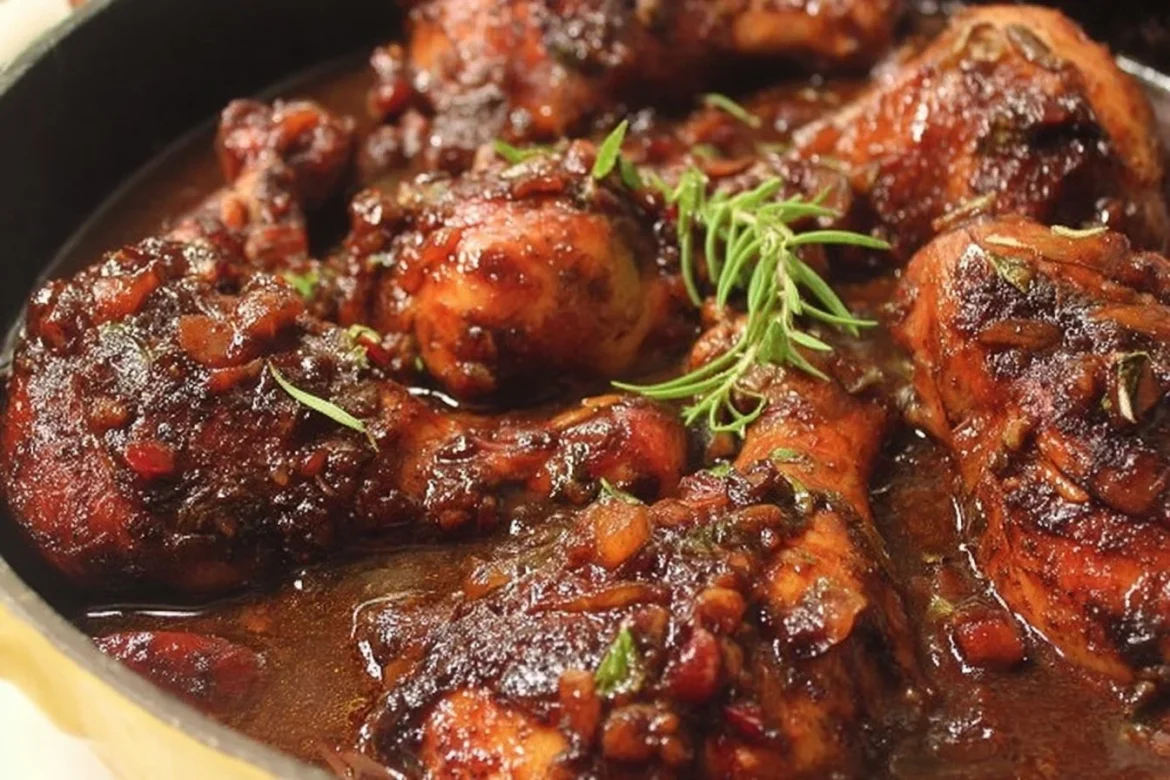 A delicious plate of Jamaican Brown Stew Chicken with vibrant vegetables.