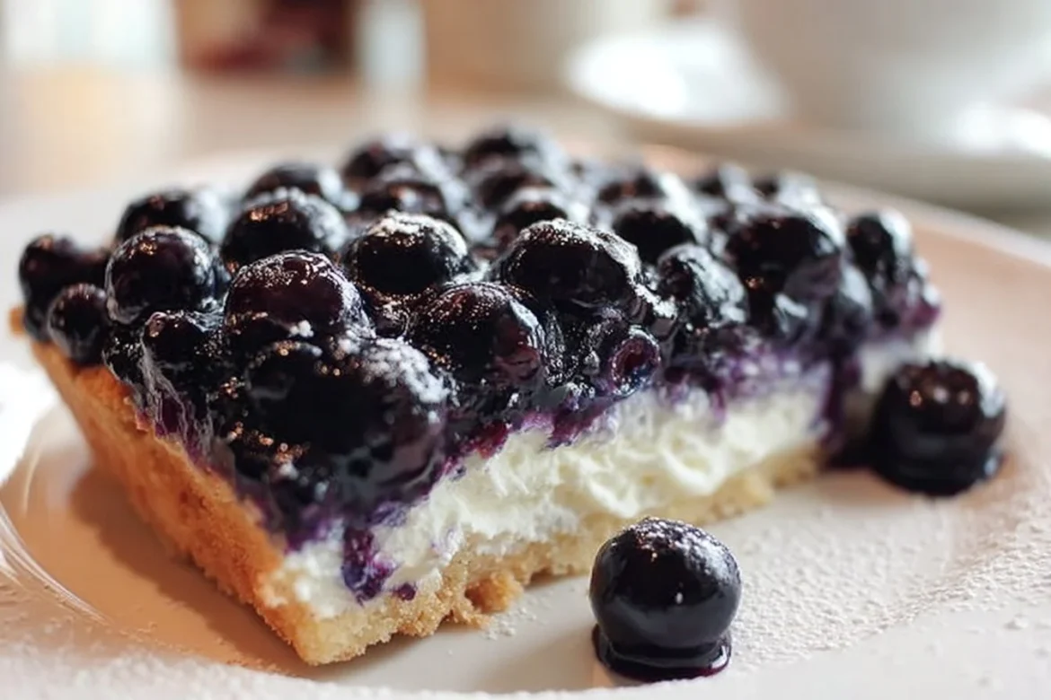 Delicious Magnolia Bakery Blueberry Jamboree dessert with fresh blueberries