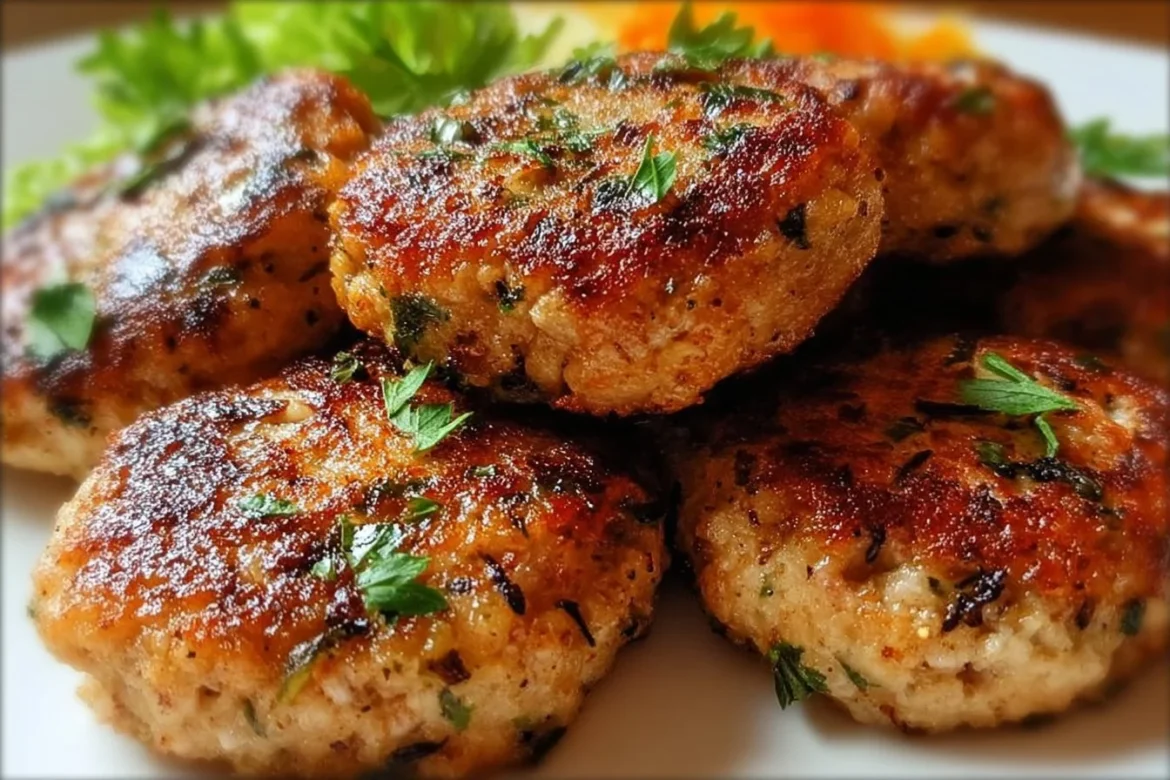 Delicious Mediterranean Chicken Patties served with fresh herbs and spices