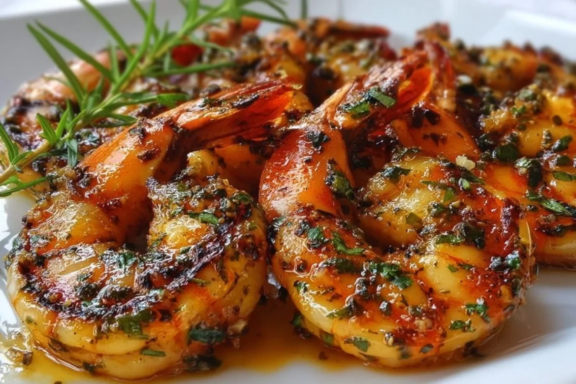 Delicious grilled jumbo shrimp marinated for a flavorful seafood dish