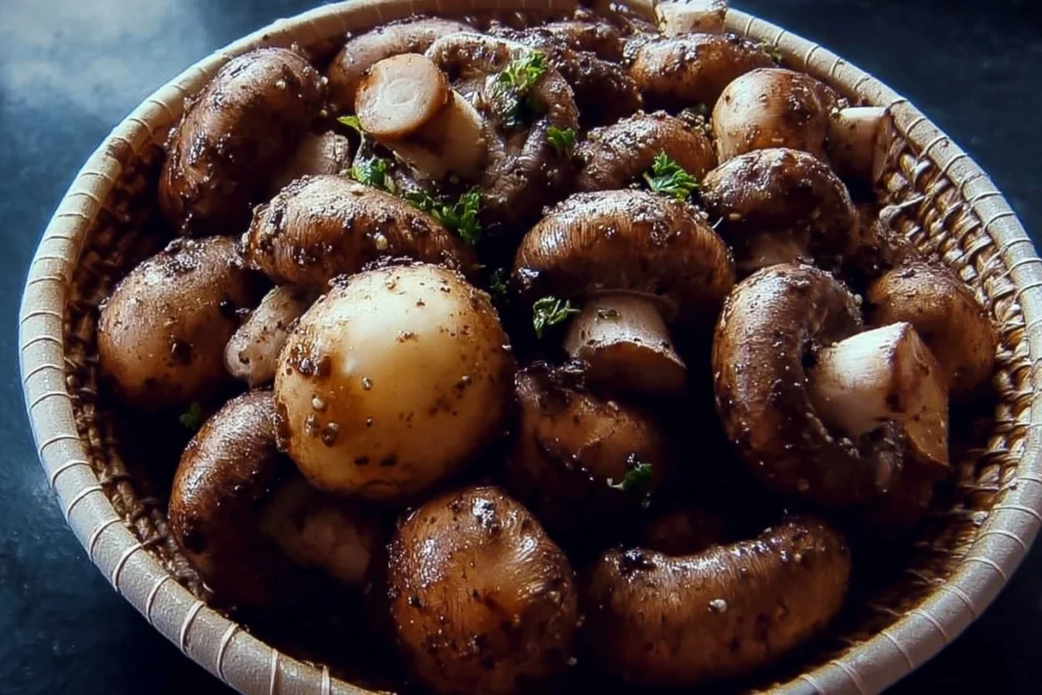 Delicious cowboy mushrooms served in a rustic dish with herbs and spices.