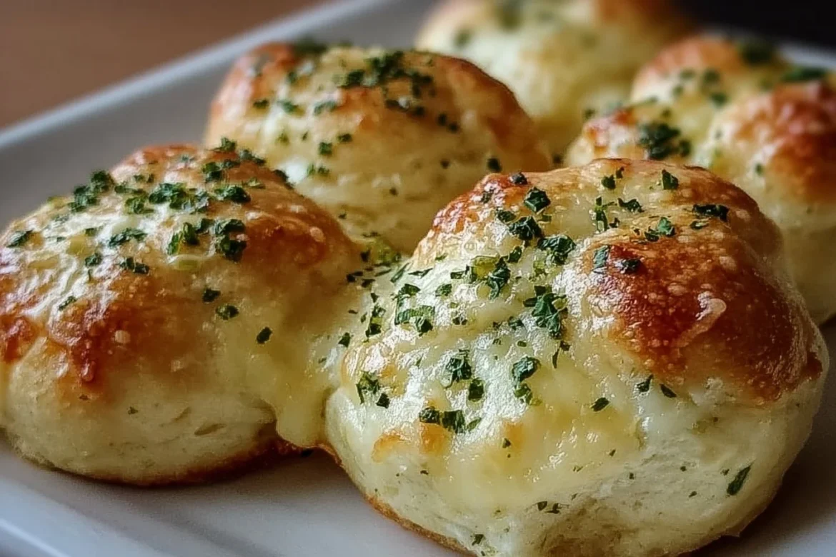 Pillsbury Biscuit Garlic Butter Cheese Bombs fresh out of the oven