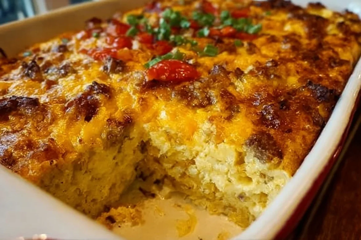 Pioneer Woman breakfast casserole recipe with eggs, cheese, and veggies