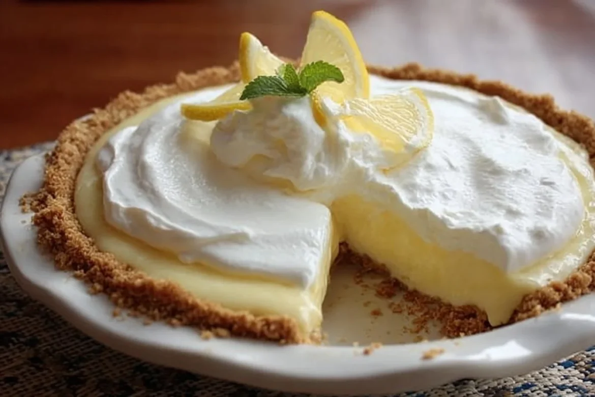 Pioneer Woman Lemon Icebox Pie garnished with lemon slices and whipped cream