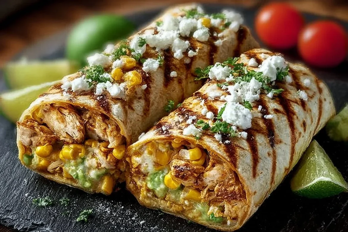 Quick Mexican Street Corn Chicken Wraps with vibrant ingredients
