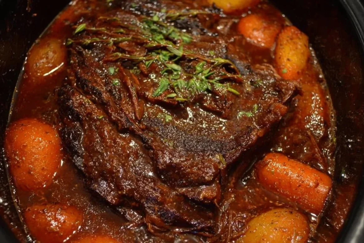 Slow Cooker Caribbean Pot Roast with vibrant spices and vegetables