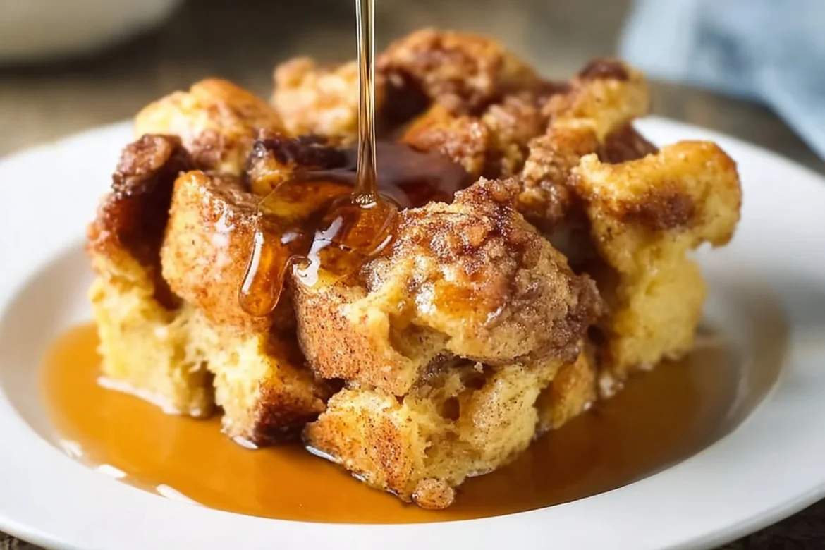 Delicious Slow Cooker French Toast Casserole served on a plate