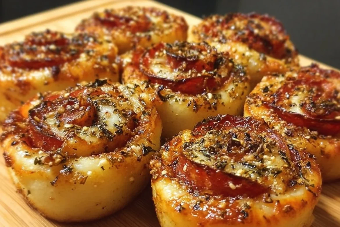 Delicious sourdough discard pizza rolls on a plate