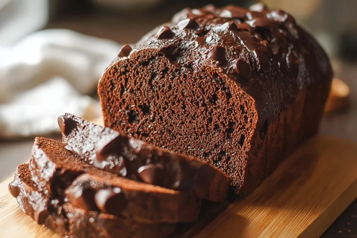 Sourdough Double Chocolate Bread loaf with rich chocolate and crusty exterior