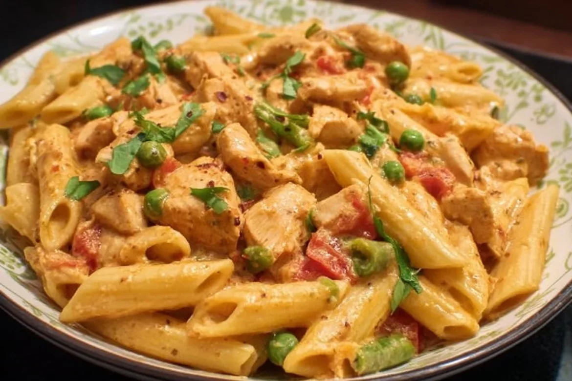 Spicy Chicken Chipotle Pasta with vibrant ingredients and garnishes