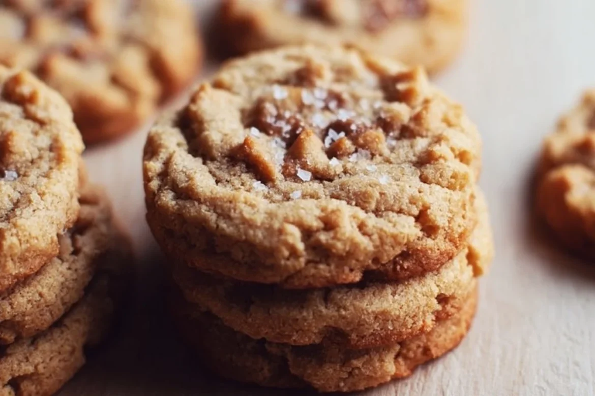 Baked almond flour cookies with coconut sugar on a cooling rack.