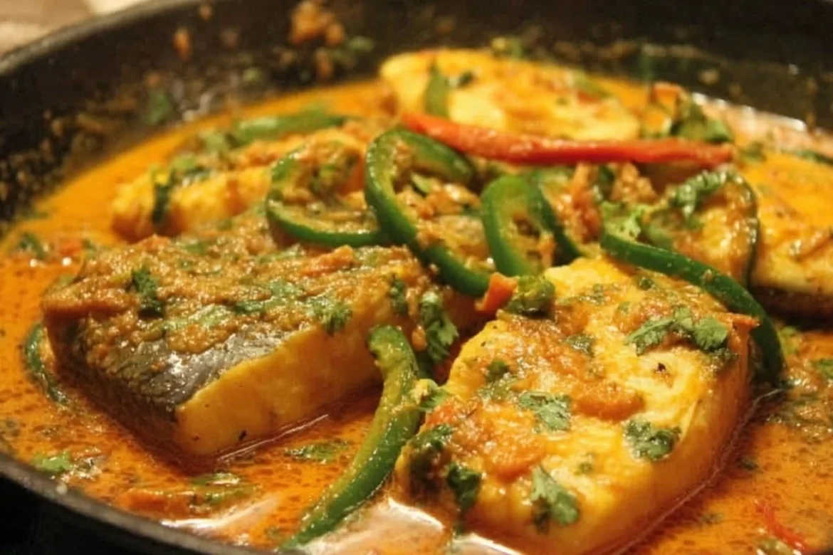 Delicious Jamaican Coconut Curry Fish served with spices and herbs