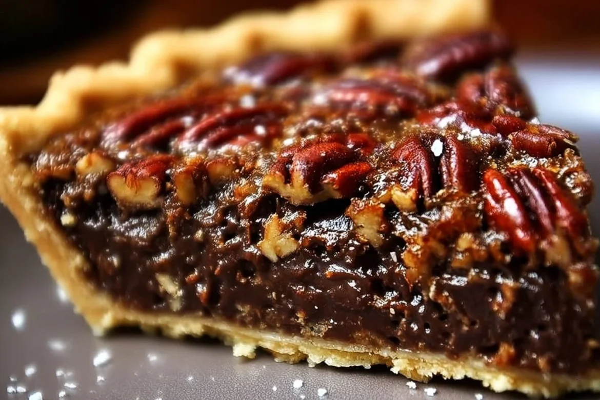 Delicious Texas Chocolate Pecan Pie with a rich chocolate and nutty flavor