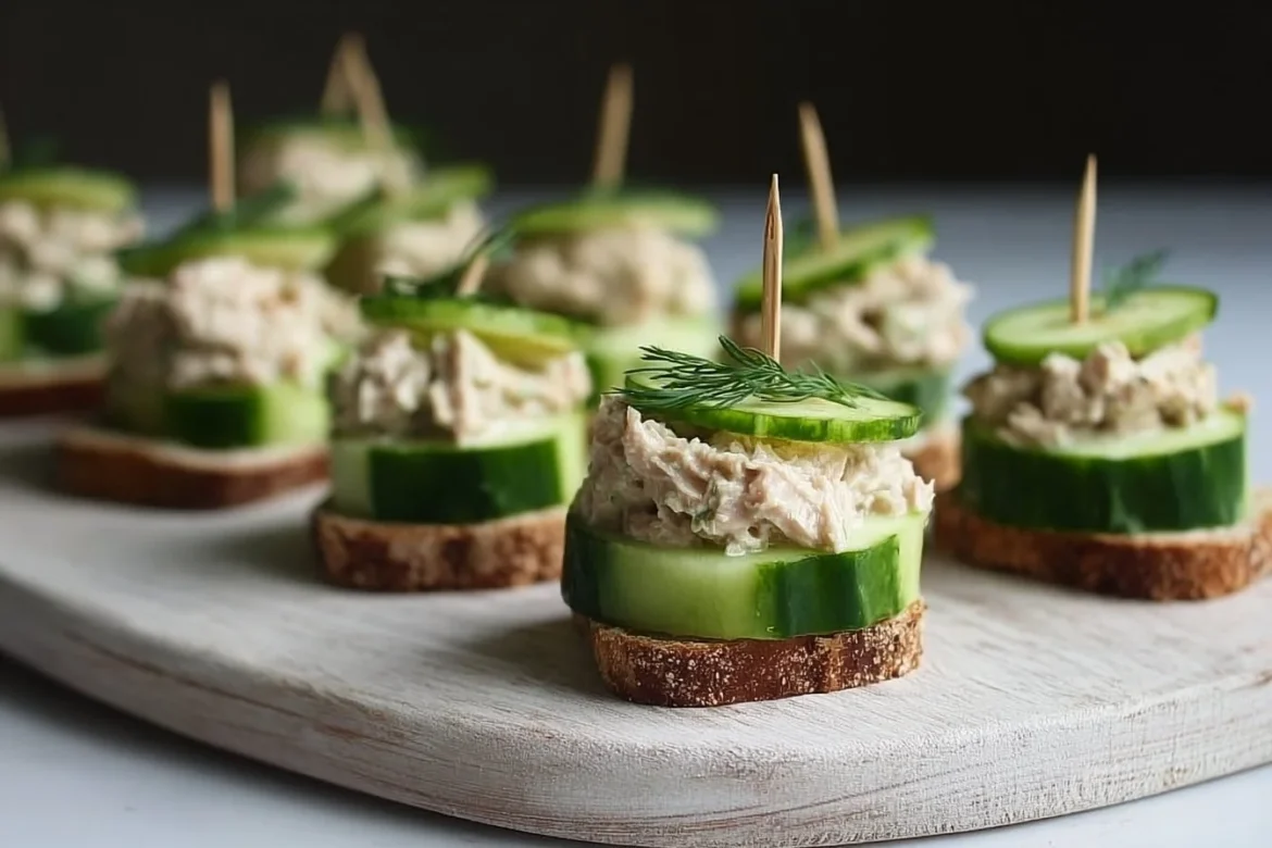 Delicious Tuna Cucumber Sandwiches with fresh ingredients on a plate