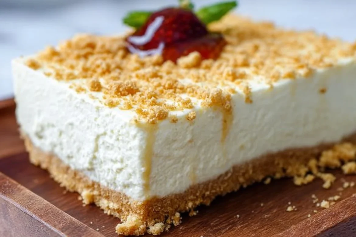 Delicious Woolworth Icebox Cheesecake served in a slice on a plate