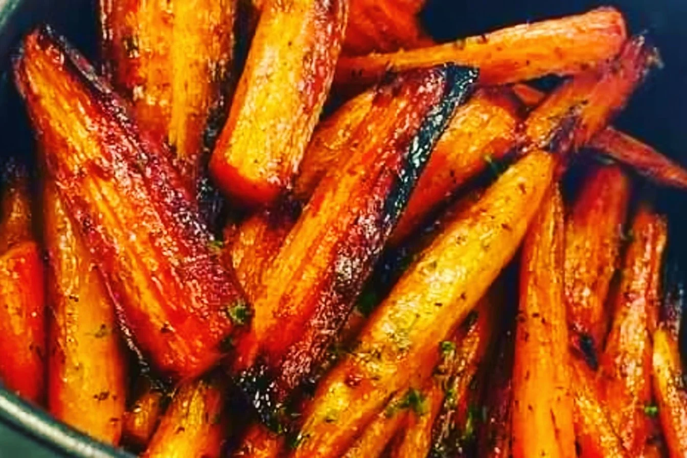 Air fryer honey roasted carrots served as a delicious side dish