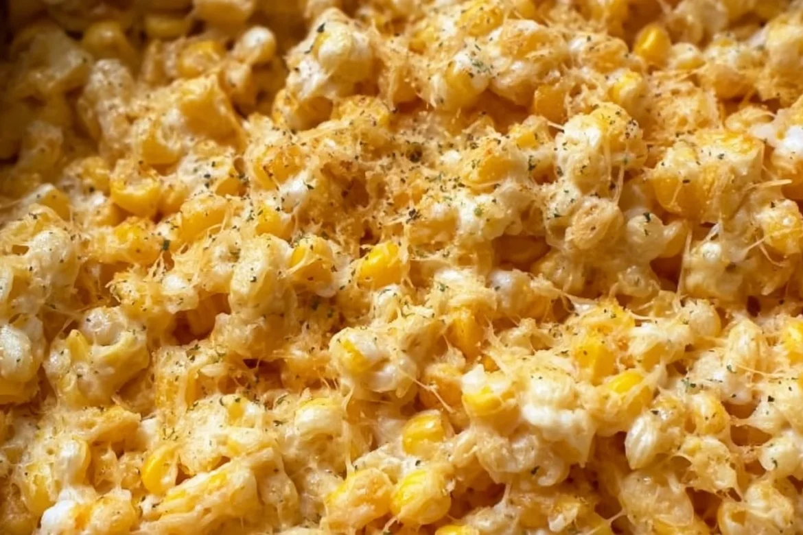 Baked Parmesan cheese corn dish served in a bowl
