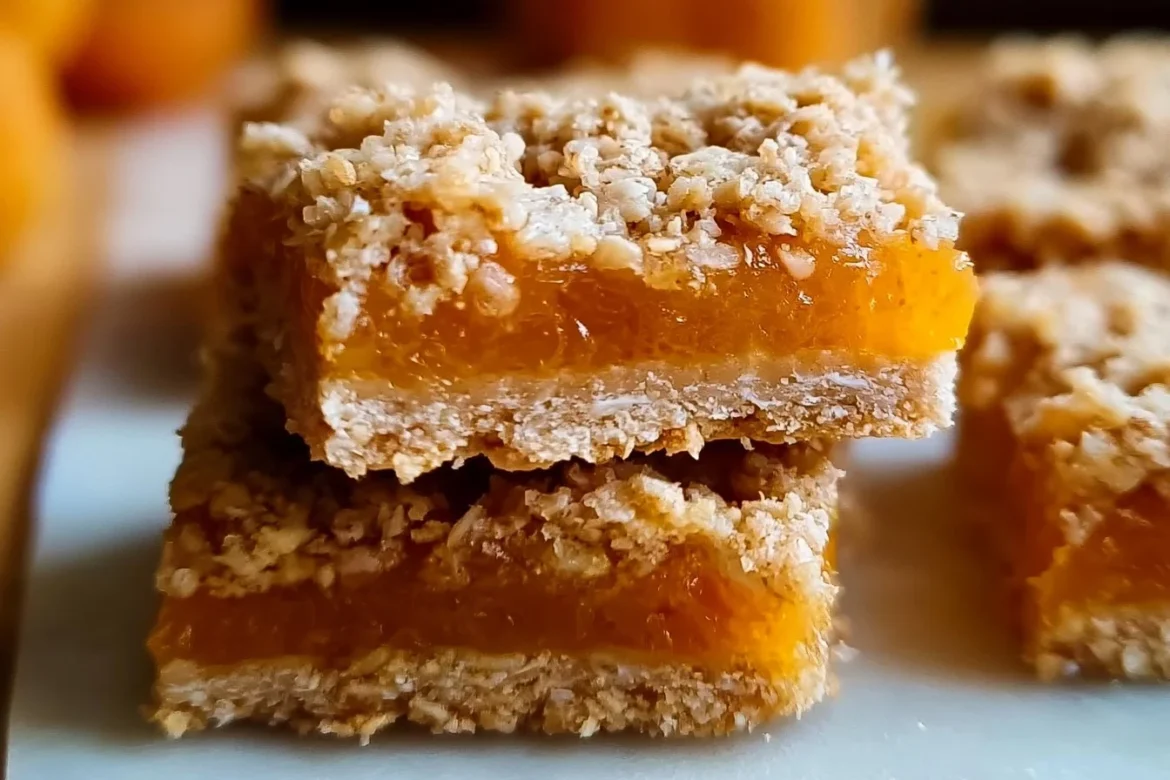 Chewy apricot oatmeal bars baked with wholesome ingredients for a nutritious snack