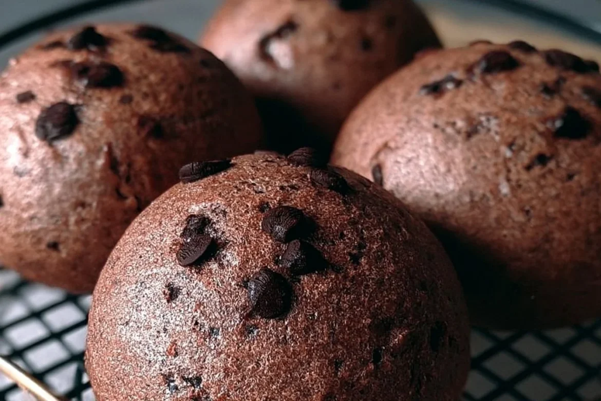 Delicious chewy chocolate mochi bread sliced and served on a plate