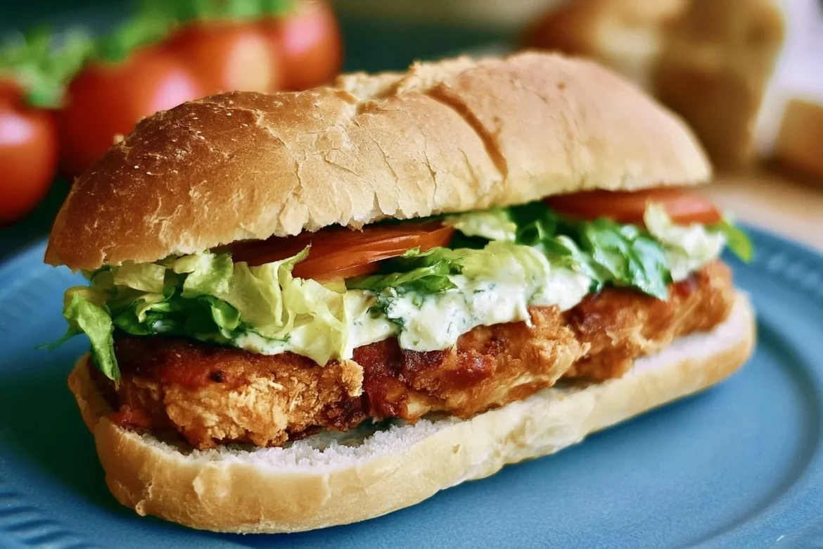 Delicious Chicken Caesar Sandwich with crisp lettuce and creamy dressing