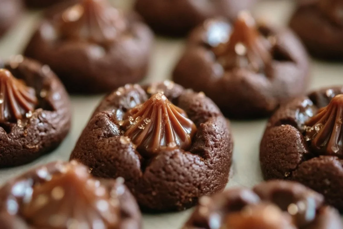 Delicious Chocolate Caramel Blossoms arranged on a plate