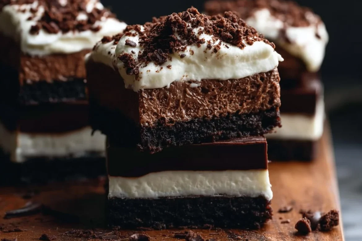 Delicious chocolate cream pie bars with rich chocolate filling and whipped cream topping