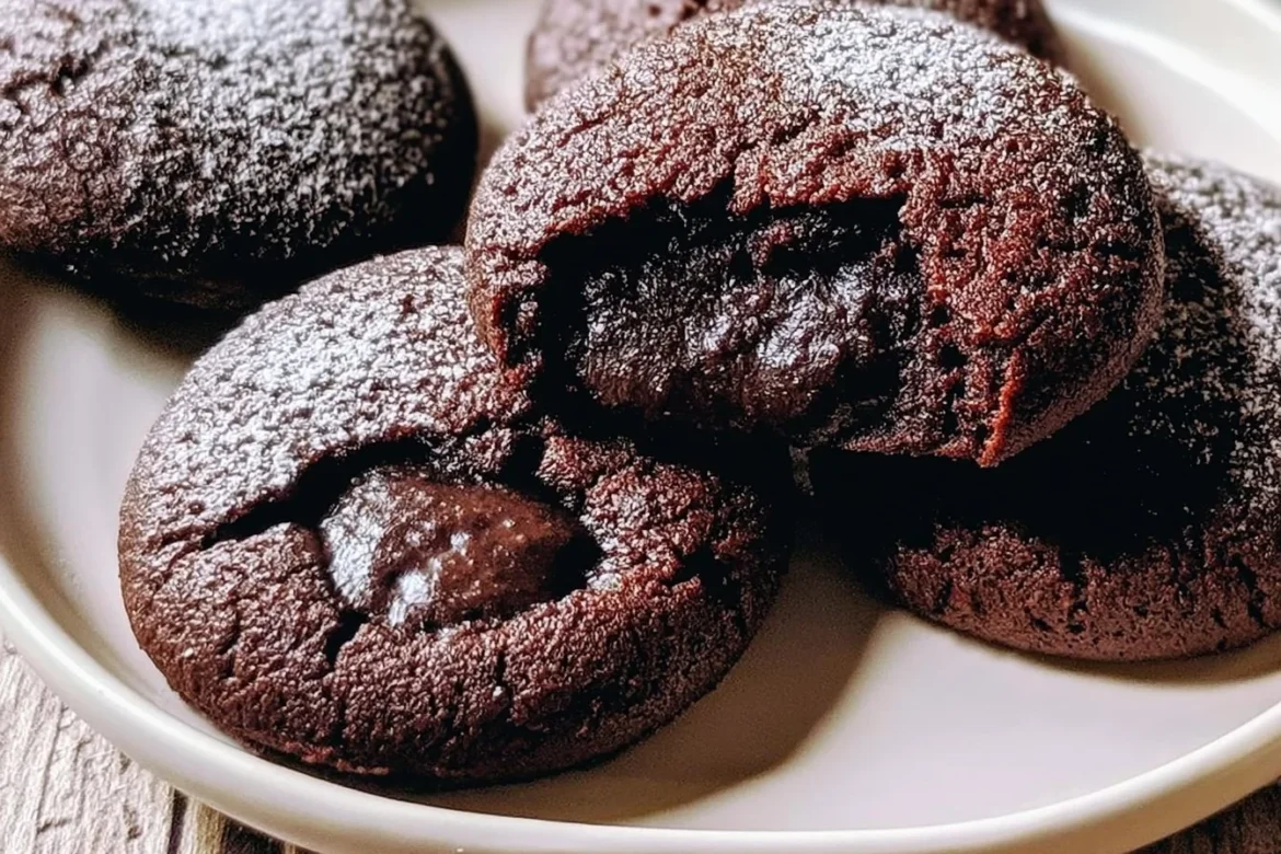 Decadent chocolate molten lava cookies with gooey centers